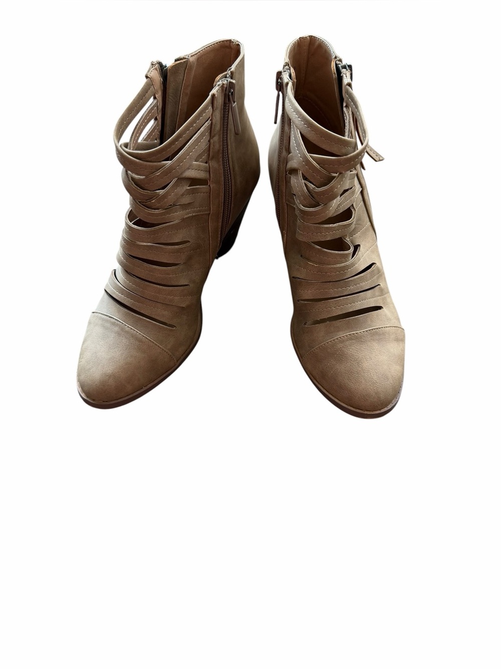 Torrid Cutout Strap Ankle Booties in Taupe